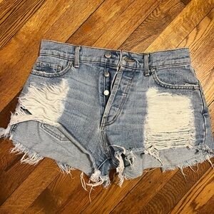 REVICE Light Blue Distressed Jean Shorts